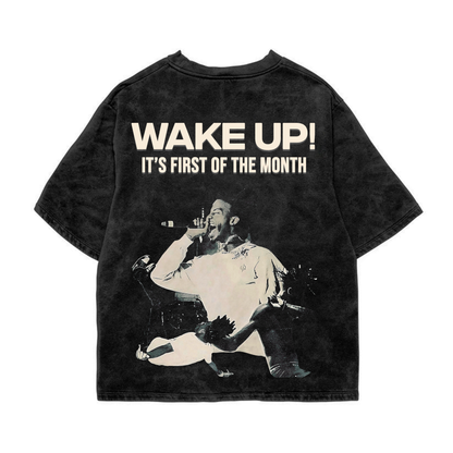 Wake Up Acid Wash Oversized Tee