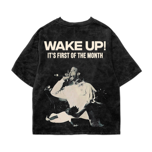 Wake Up Acid Wash Oversized Tee