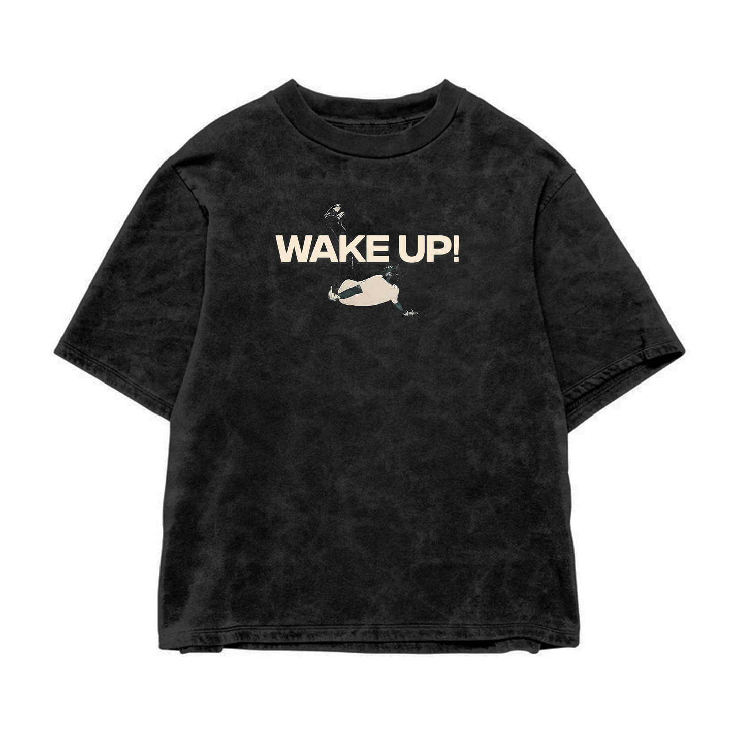 Wake Up Acid Wash Oversized Tee
