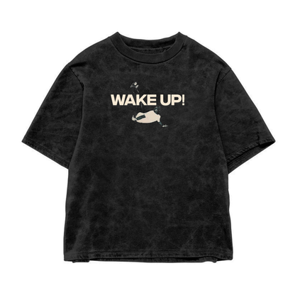 Wake Up Acid Wash Oversized Tee