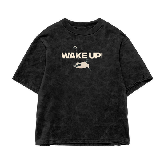 Wake Up Acid Wash Oversized Tee