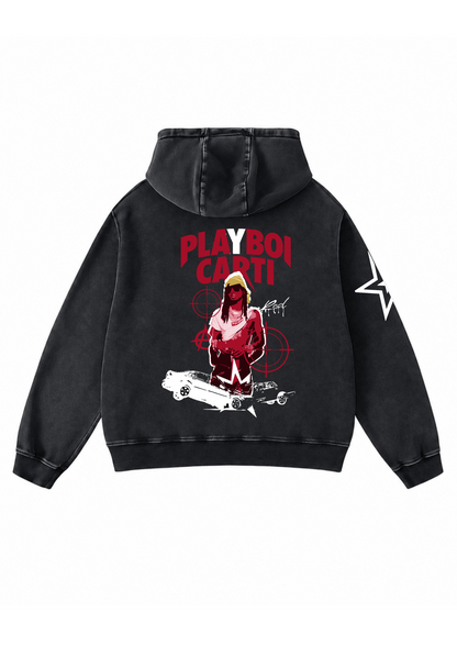 Playboi Carti Acid Wash Oversized Hoodie